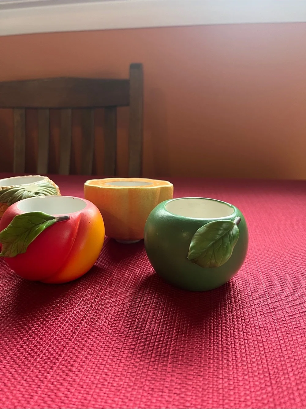 PartyLite Fruit-Shaped Ceramic Tealight Holders - Set of 4